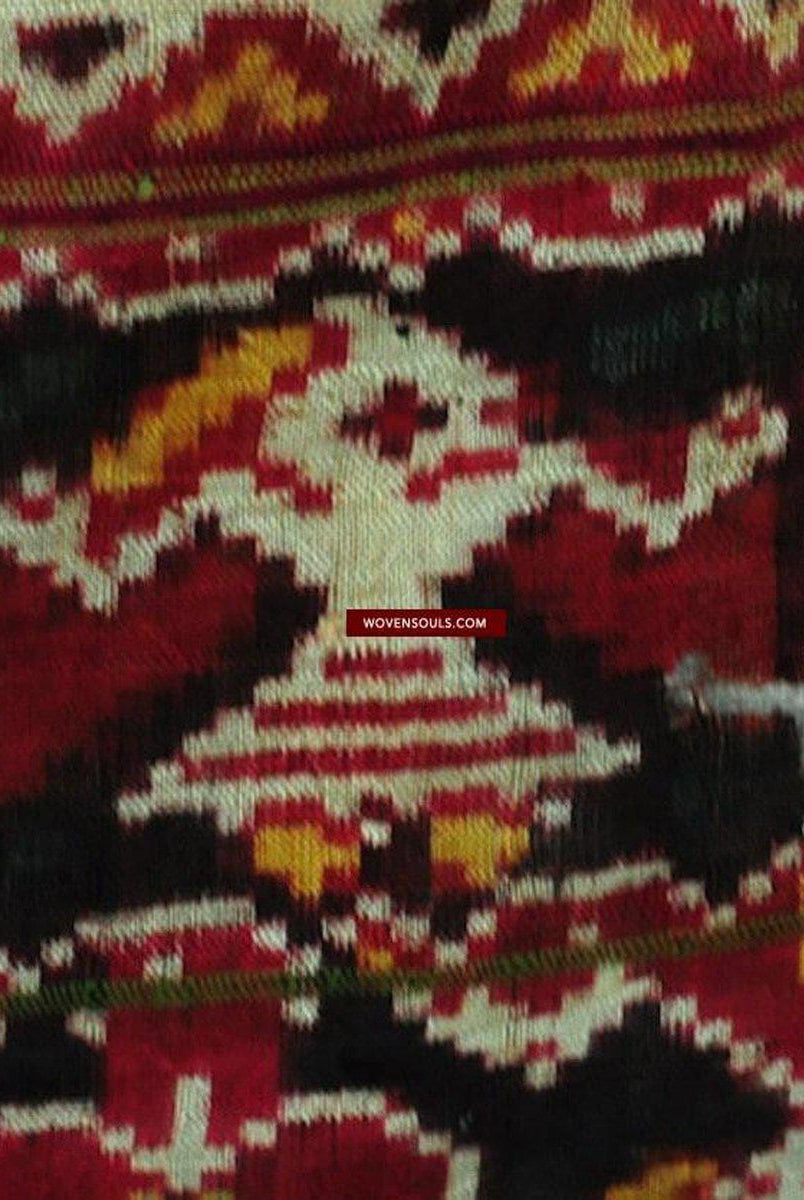 137 VERKAUFT Altes Webererbstück Patan Patola Doppel-Ikat-Sari-Fragment - A-WOVENSOULS-Antike-Vintage-Textilien-Kunst-Dekor