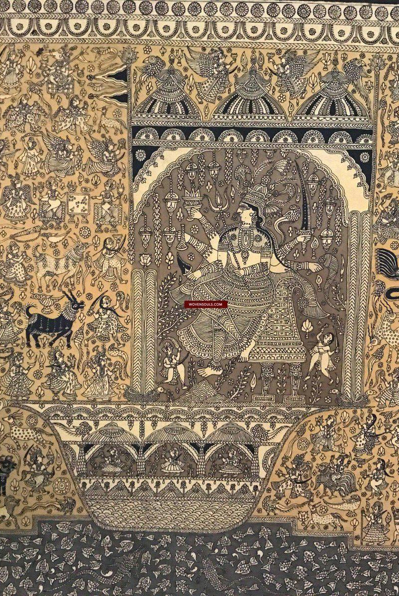 138 opere d'arte superfine Mata Ni Pachedi Kalamkari - qualità museale-WOVENSOULS-Arredamento artistico-tessile-vintage-antico