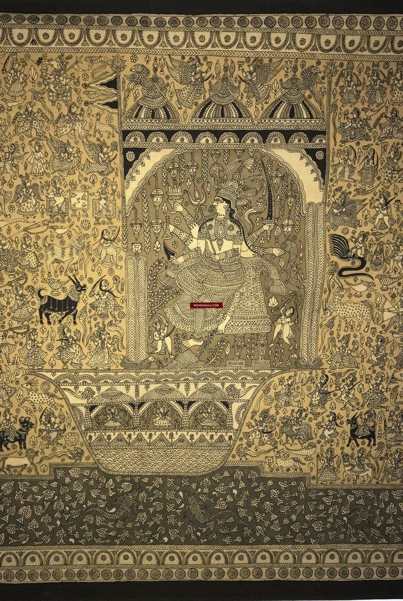138 opere d'arte superfine Mata Ni Pachedi Kalamkari - qualità museale-WOVENSOULS-Arredamento artistico-tessile-vintage-antico