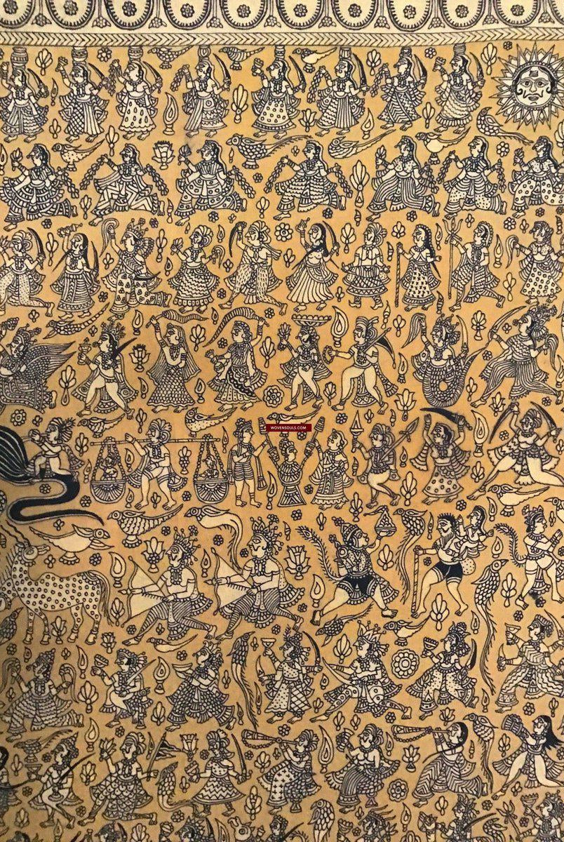 138 opere d'arte superfine Mata Ni Pachedi Kalamkari - qualità museale-WOVENSOULS-Arredamento artistico-tessile-vintage-antico