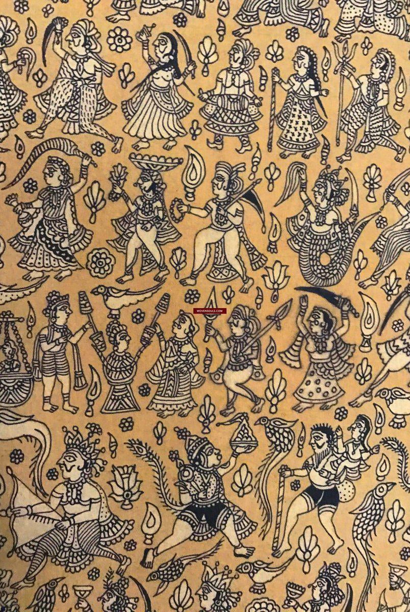 138 opere d'arte superfine Mata Ni Pachedi Kalamkari - qualità museale-WOVENSOULS-Arredamento artistico-tessile-vintage-antico