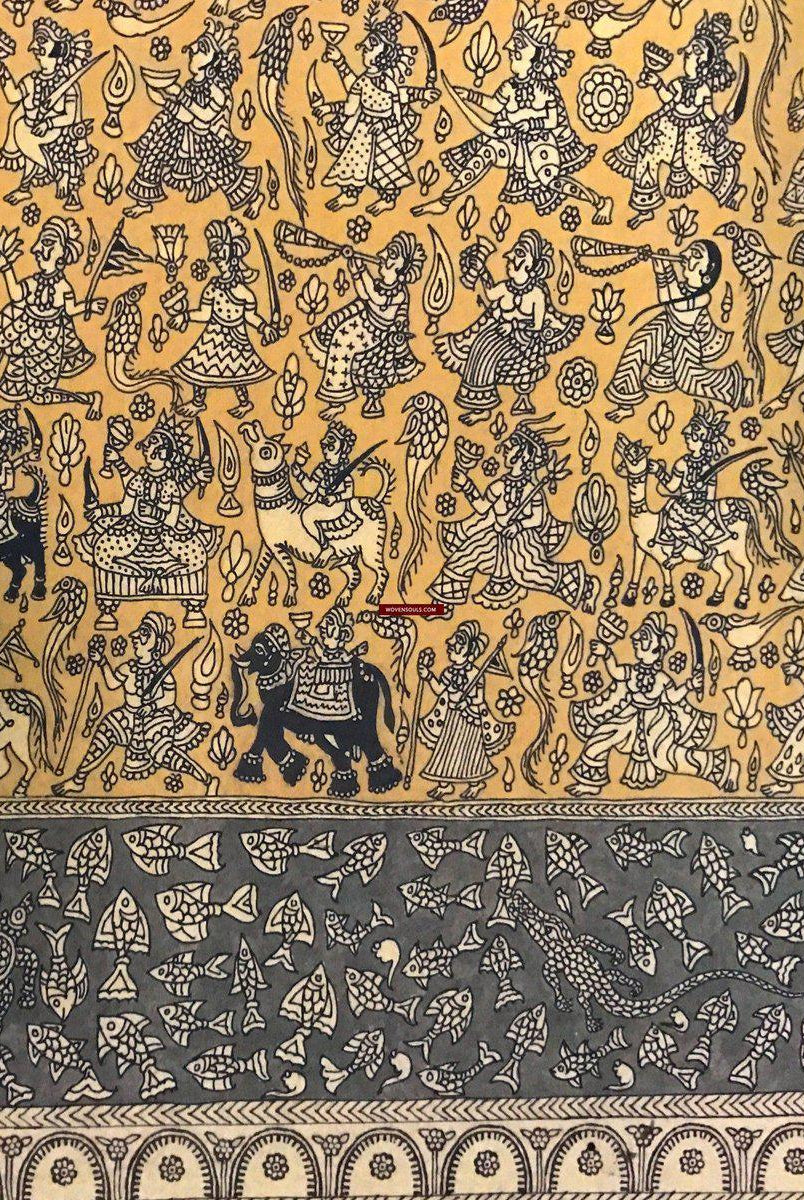 138 opere d'arte superfine Mata Ni Pachedi Kalamkari - qualità museale-WOVENSOULS-Arredamento artistico-tessile-vintage-antico