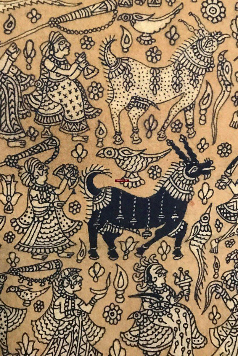 138 opere d'arte superfine Mata Ni Pachedi Kalamkari - qualità museale-WOVENSOULS-Arredamento artistico-tessile-vintage-antico