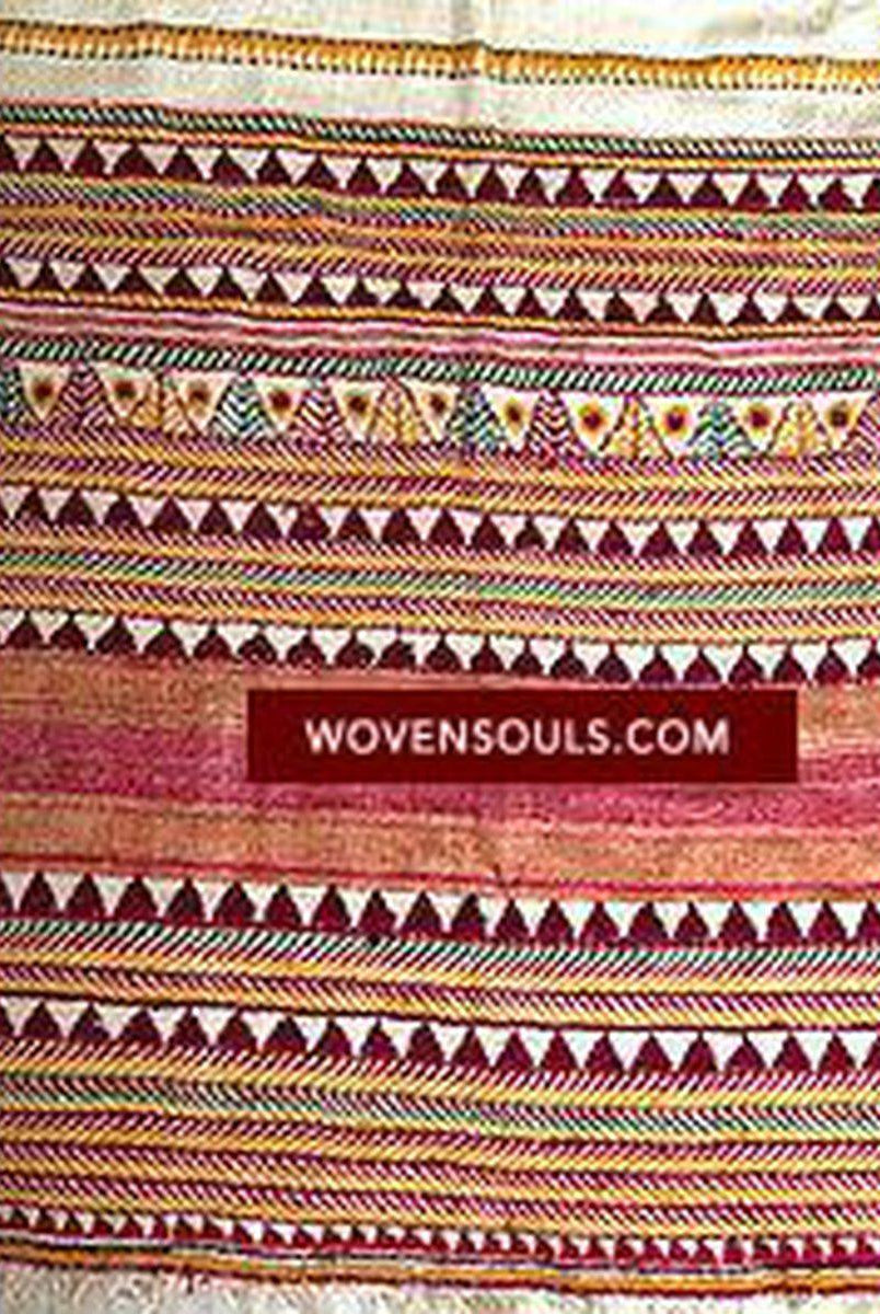 141 SOLD Rare Vintage Orissa Odisha Gond Tribal Shawl - Handspun Cotton-WOVENSOULS-Antique-Vintage-Textiles-Art-Decor
