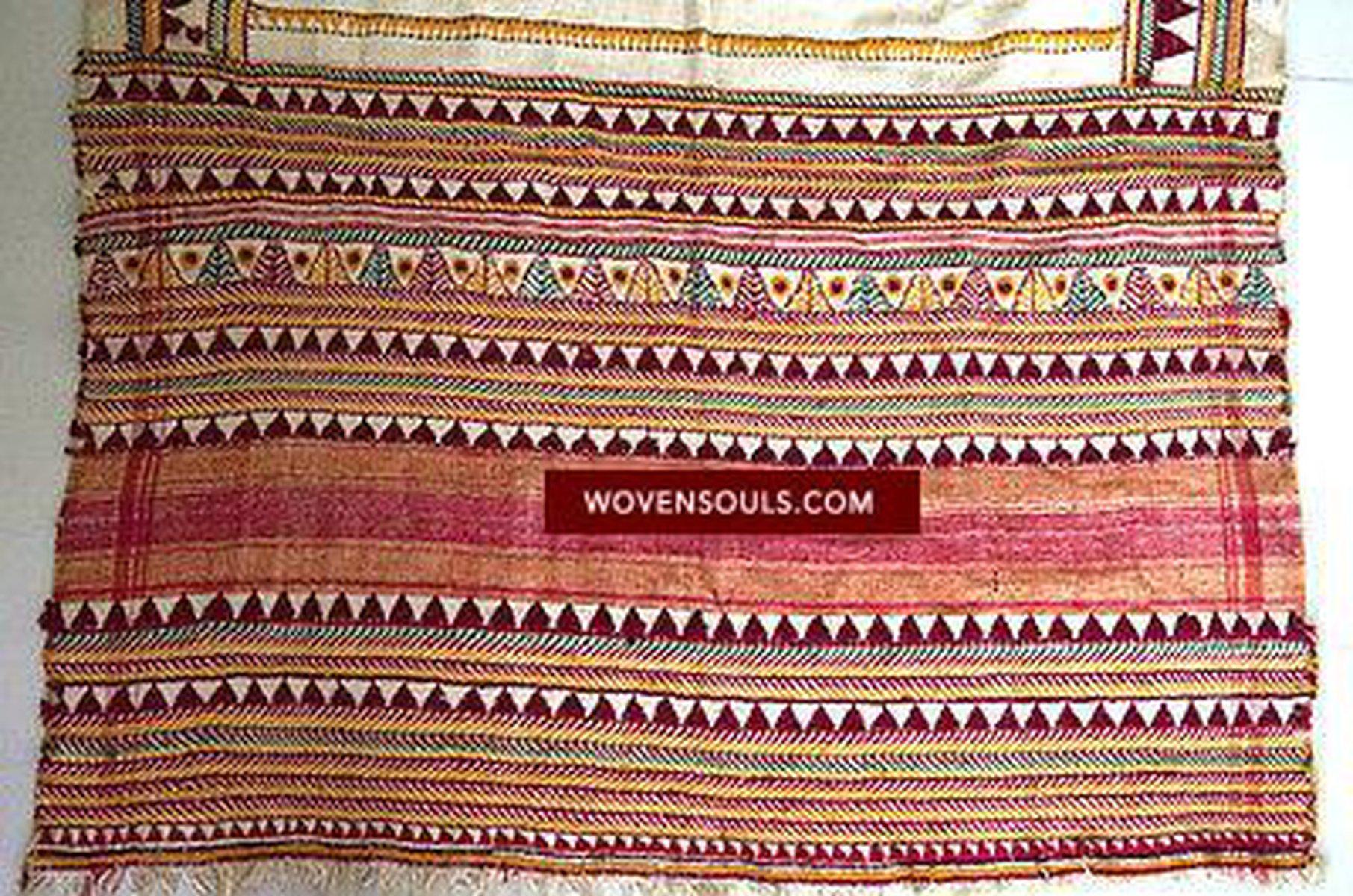 141 SOLD Rare Vintage Orissa Odisha Gond Tribal Shawl - Handspun Cotton-WOVENSOULS-Antique-Vintage-Textiles-Art-Decor