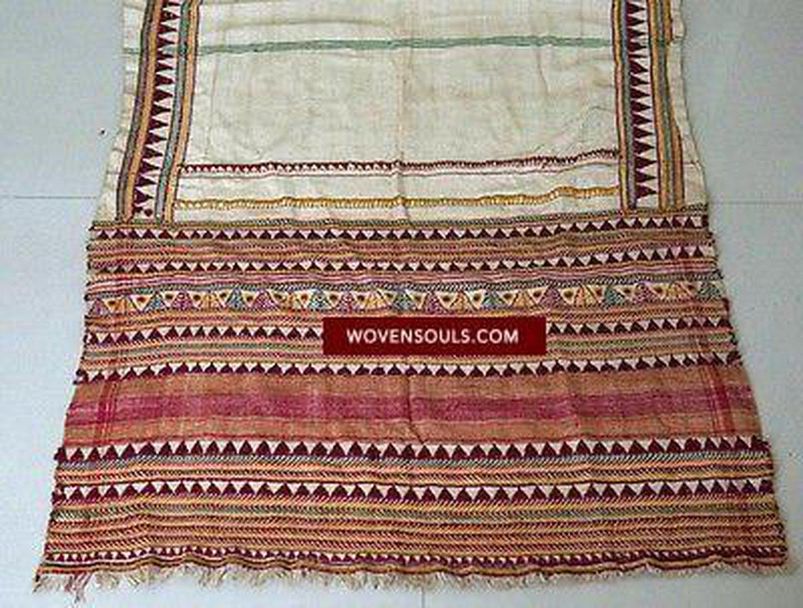 141 SOLD Rare Vintage Orissa Odisha Gond Tribal Shawl - Handspun Cotton-WOVENSOULS-Antique-Vintage-Textiles-Art-Decor