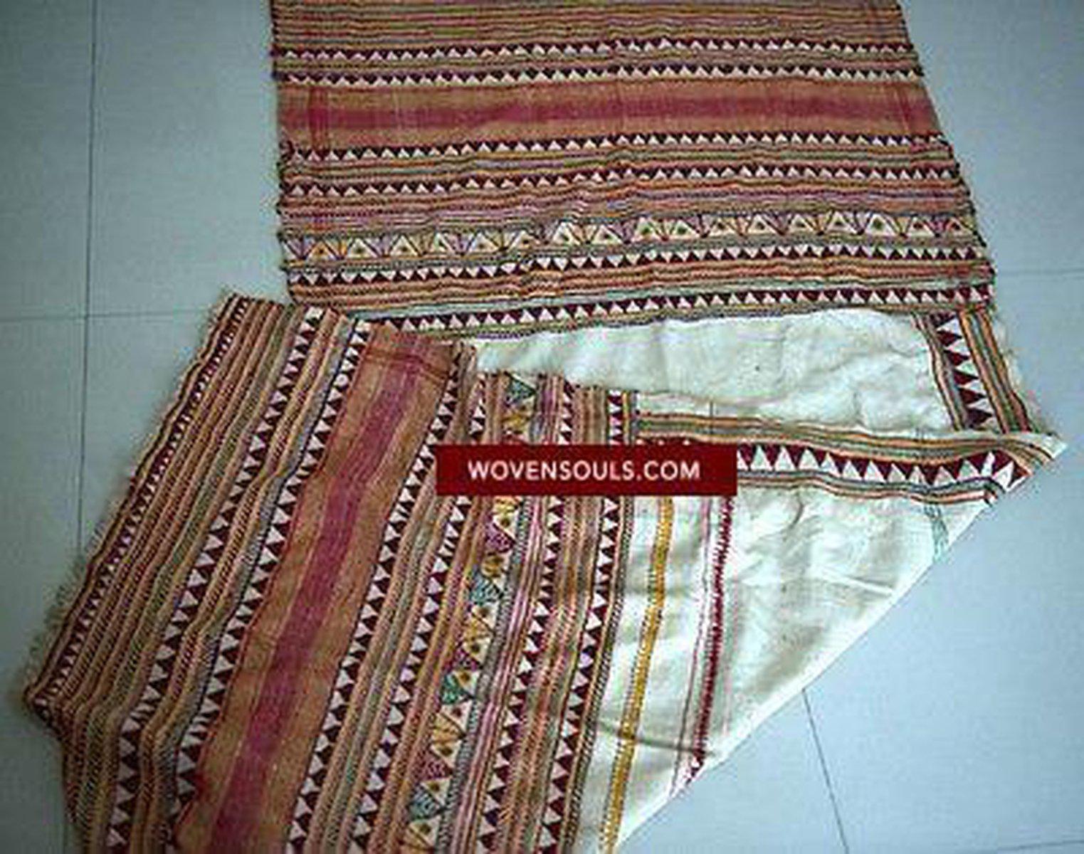 141 SOLD Rare Vintage Orissa Odisha Gond Tribal Shawl - Handspun Cotton-WOVENSOULS-Antique-Vintage-Textiles-Art-Decor