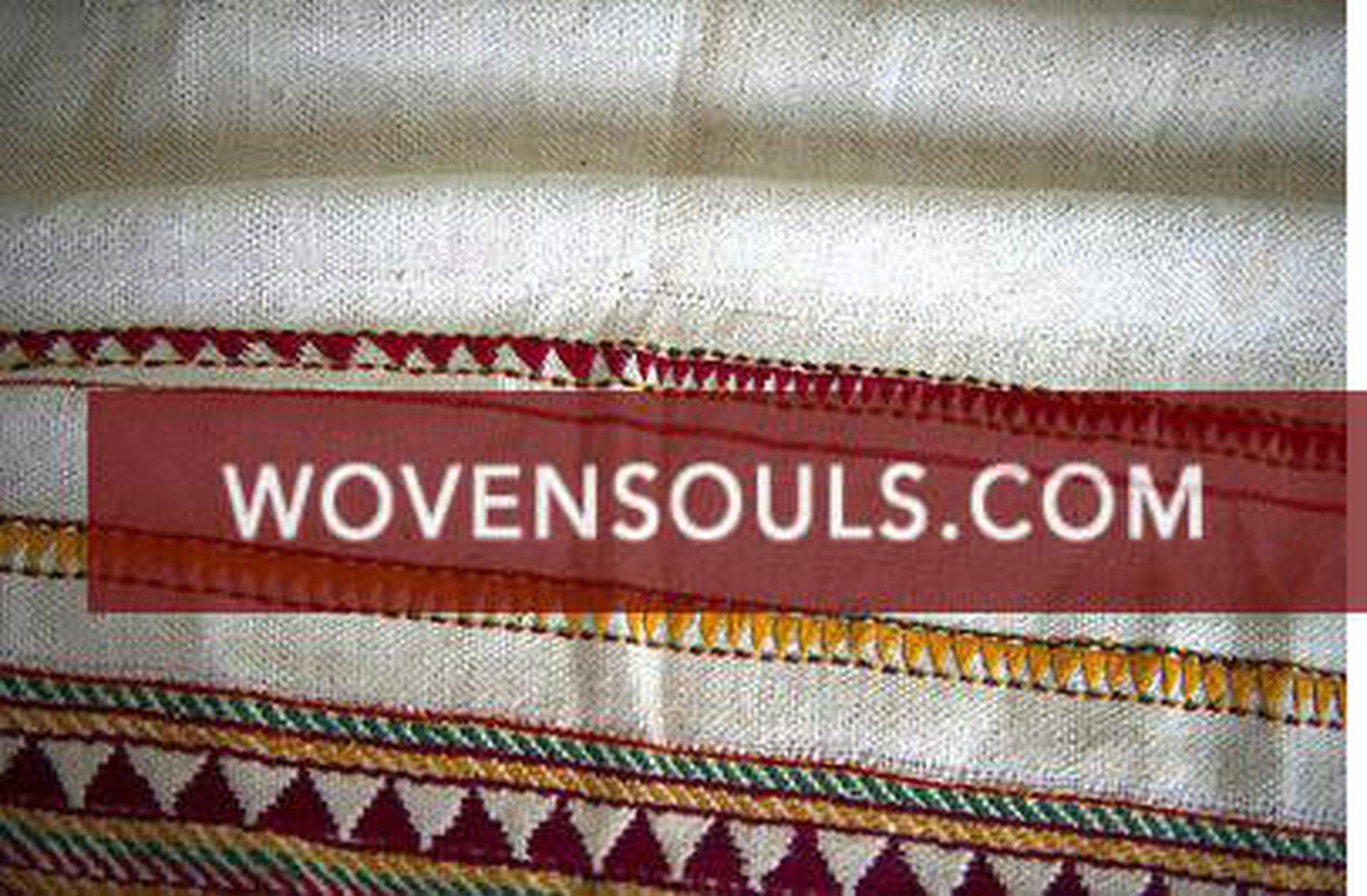 141 SOLD Rare Vintage Orissa Odisha Gond Tribal Shawl - Handspun Cotton-WOVENSOULS-Antique-Vintage-Textiles-Art-Decor
