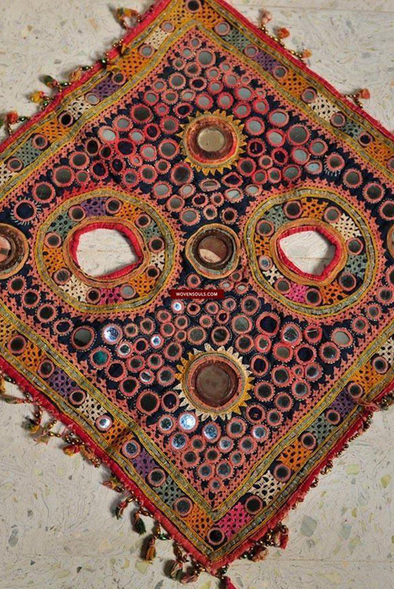 146 Sold Camel Mirrorwork Hat-WOVENSOULS-Antique-Vintage-Textiles-Art-Decor