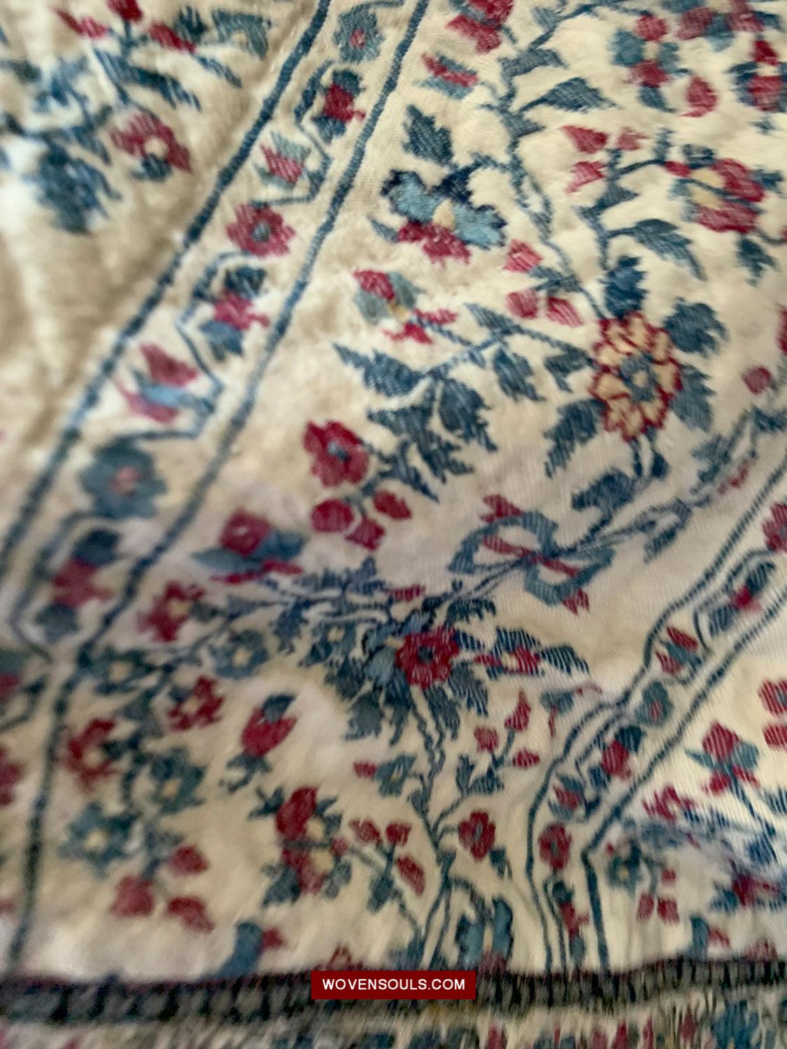 1469 Antique Kashmir Prayer Mat Pashmina-WOVENSOULS Antique Textiles & Art Gallery