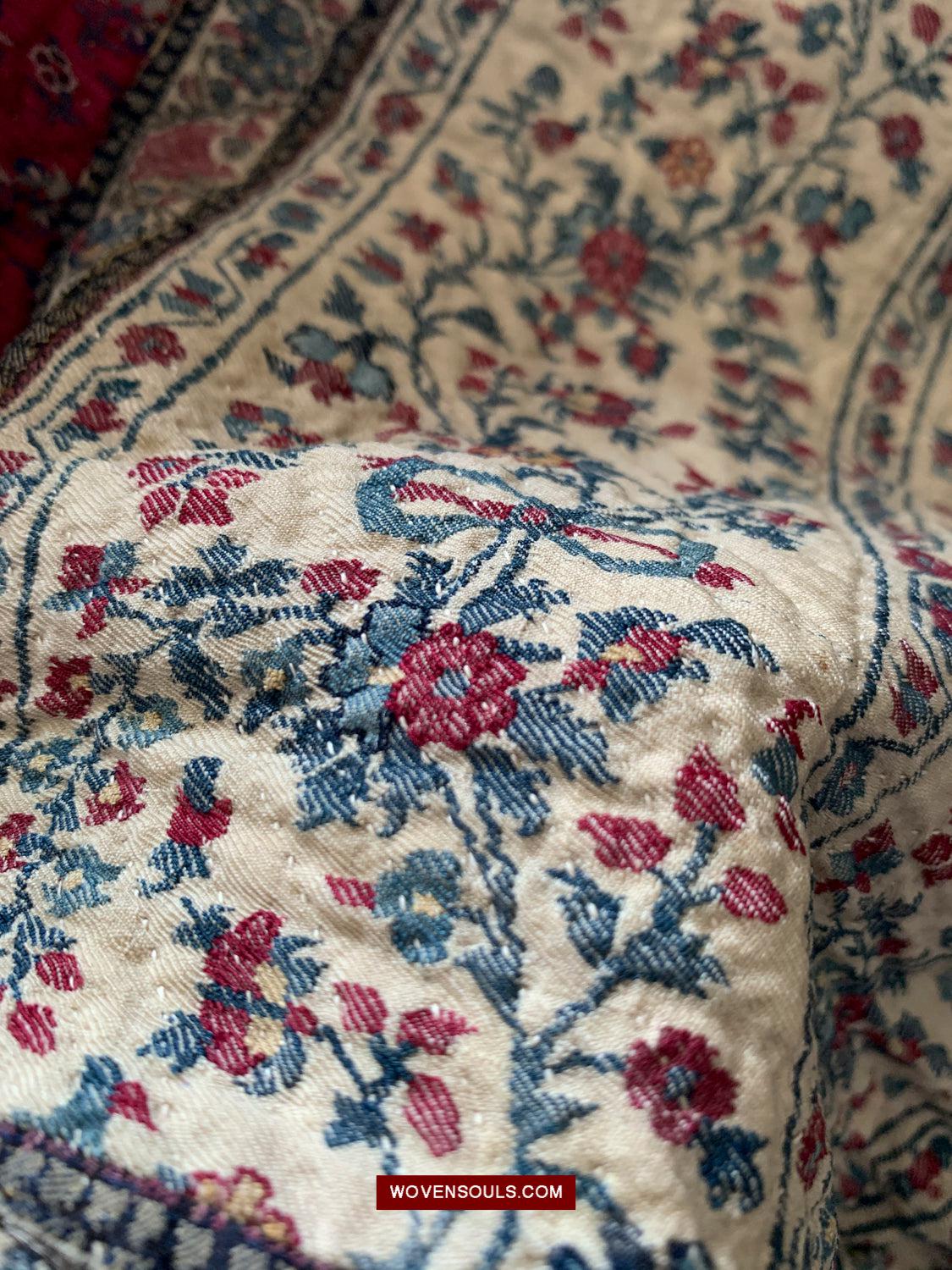 1469 Antique Kashmir Prayer Mat Pashmina-WOVENSOULS Antique Textiles & Art Gallery