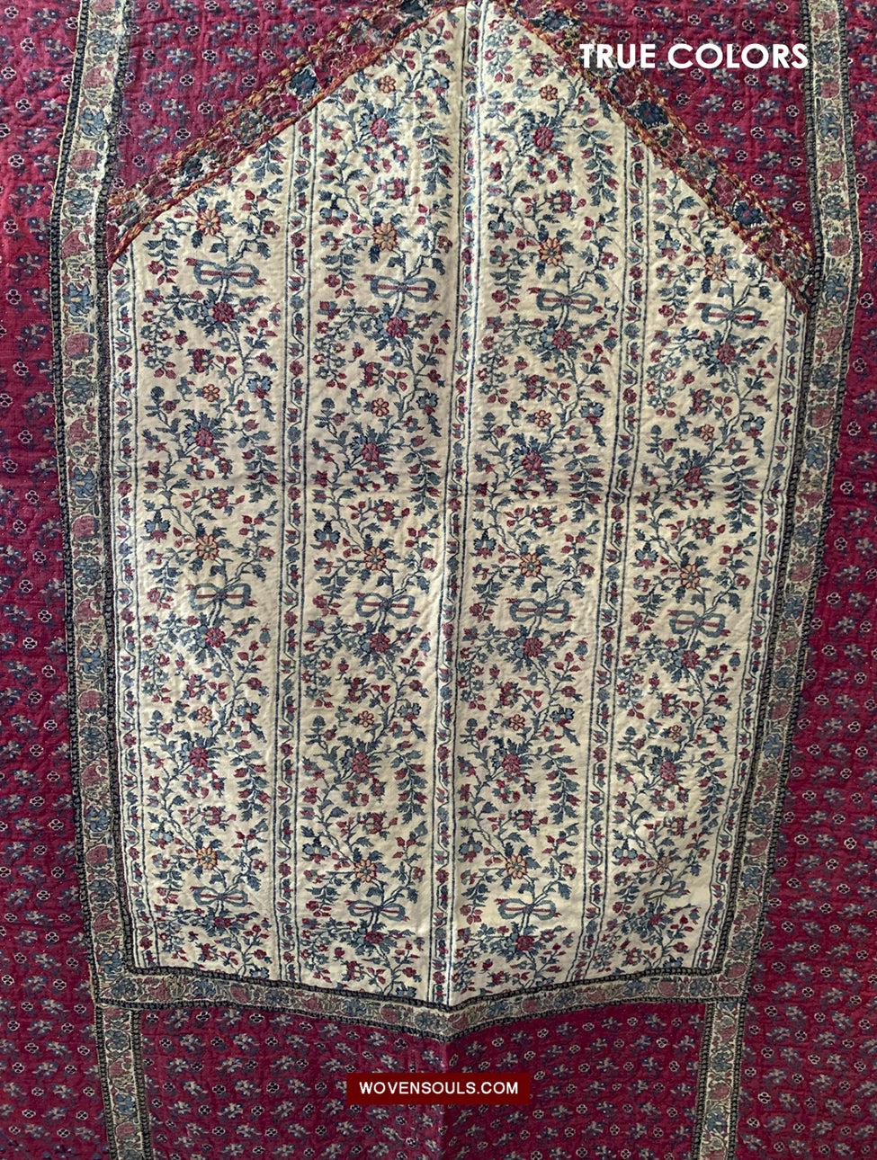 1469 Antique Kashmir Prayer Mat Pashmina-WOVENSOULS Antique Textiles & Art Gallery