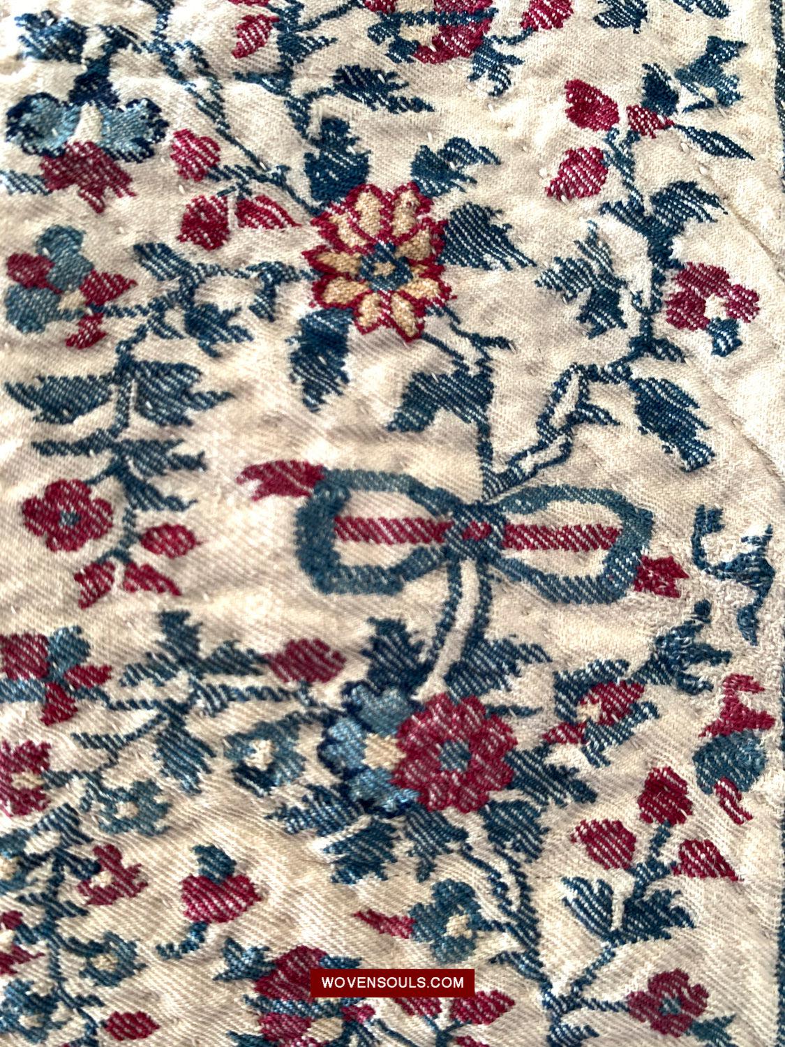 1469 Antique Kashmir Prayer Mat Pashmina-WOVENSOULS Antique Textiles & Art Gallery