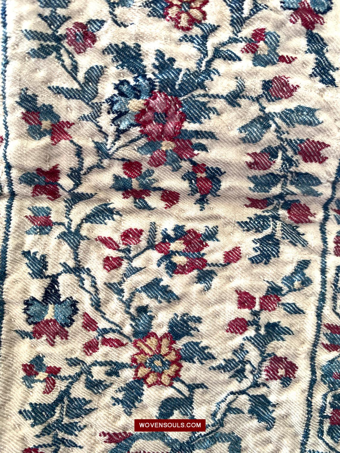 1469 Antique Kashmir Prayer Mat Pashmina-WOVENSOULS Antique Textiles & Art Gallery