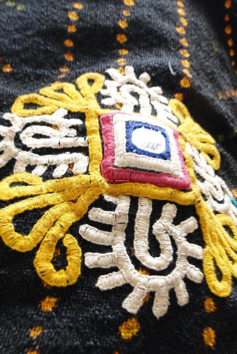 150 exceptionnels Rabari Châle en laine Ludhi avec 11 fleurettes-WOVENSOULS-Antique-Vintage-Textiles-Art-Décor