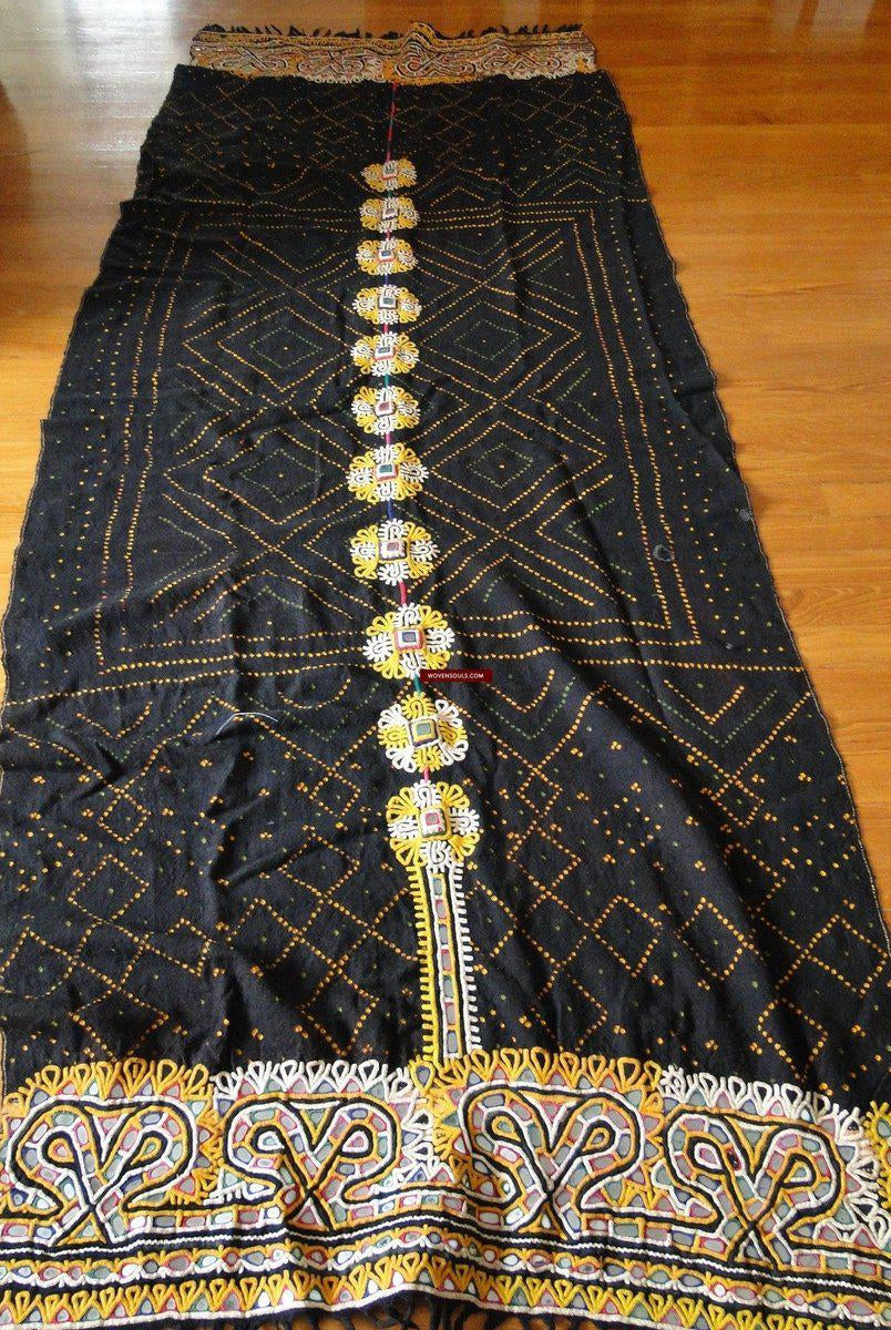 150 exceptionnels Rabari Châle en laine Ludhi avec 11 fleurettes-WOVENSOULS-Antique-Vintage-Textiles-Art-Décor