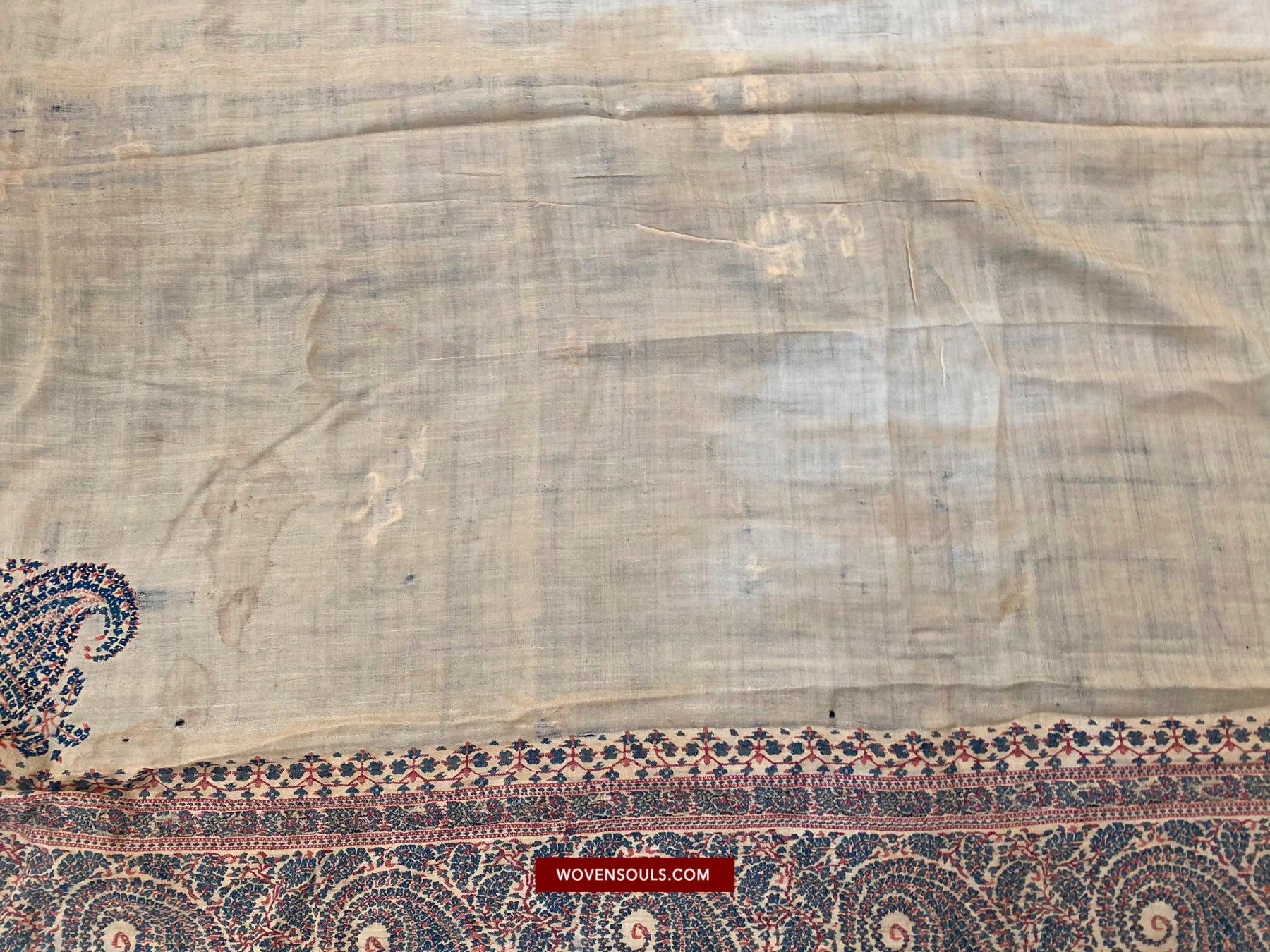 1510 SOLD - Superfine Antique Kashmir Pashmina Dochalla Long Shawl - WOVENSOULS Antique Vintage Art Interior Decor