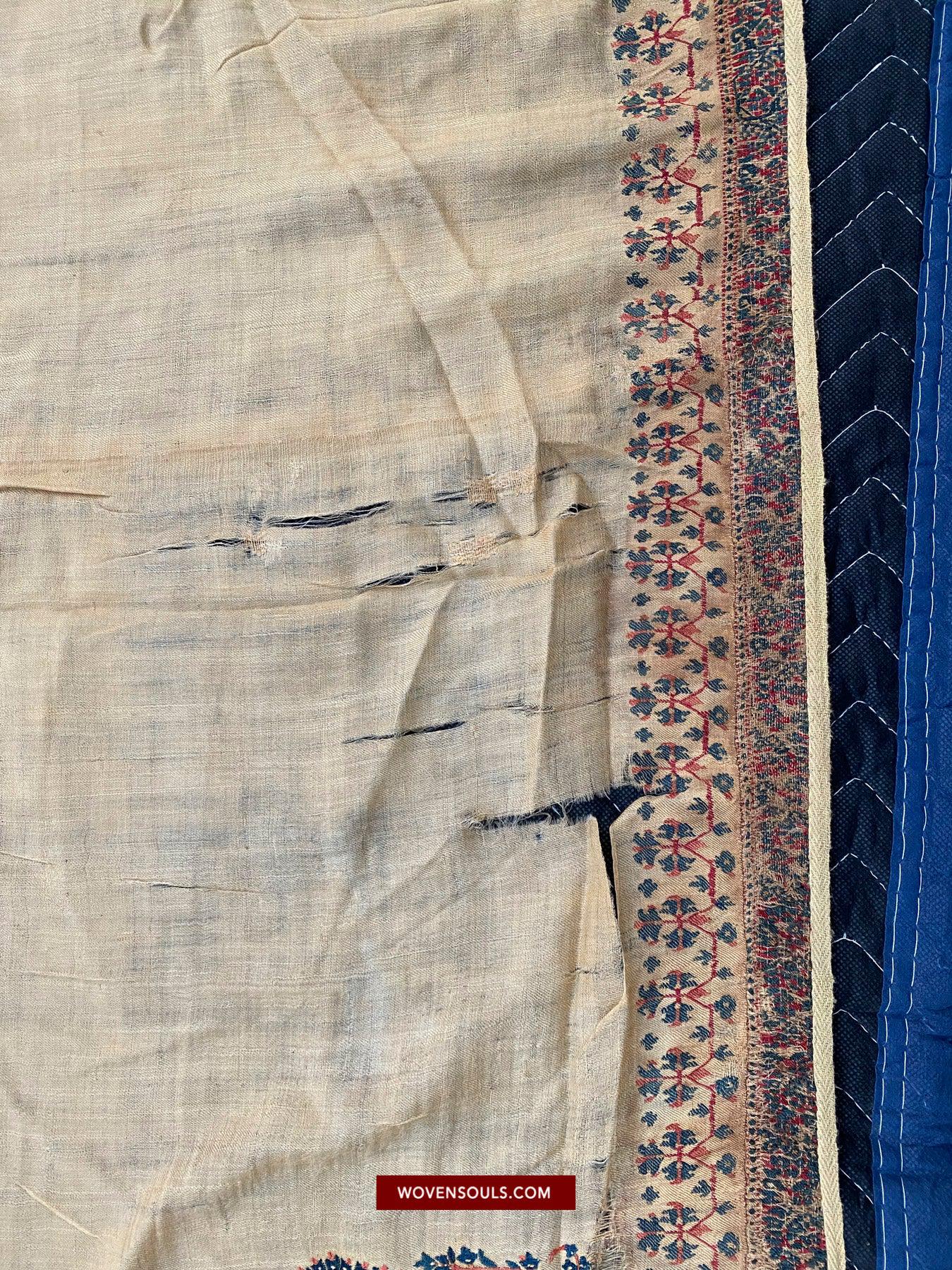 1510 SOLD - Superfine Antique Kashmir Pashmina Dochalla Long Shawl - WOVENSOULS Antique Vintage Art Interior Decor
