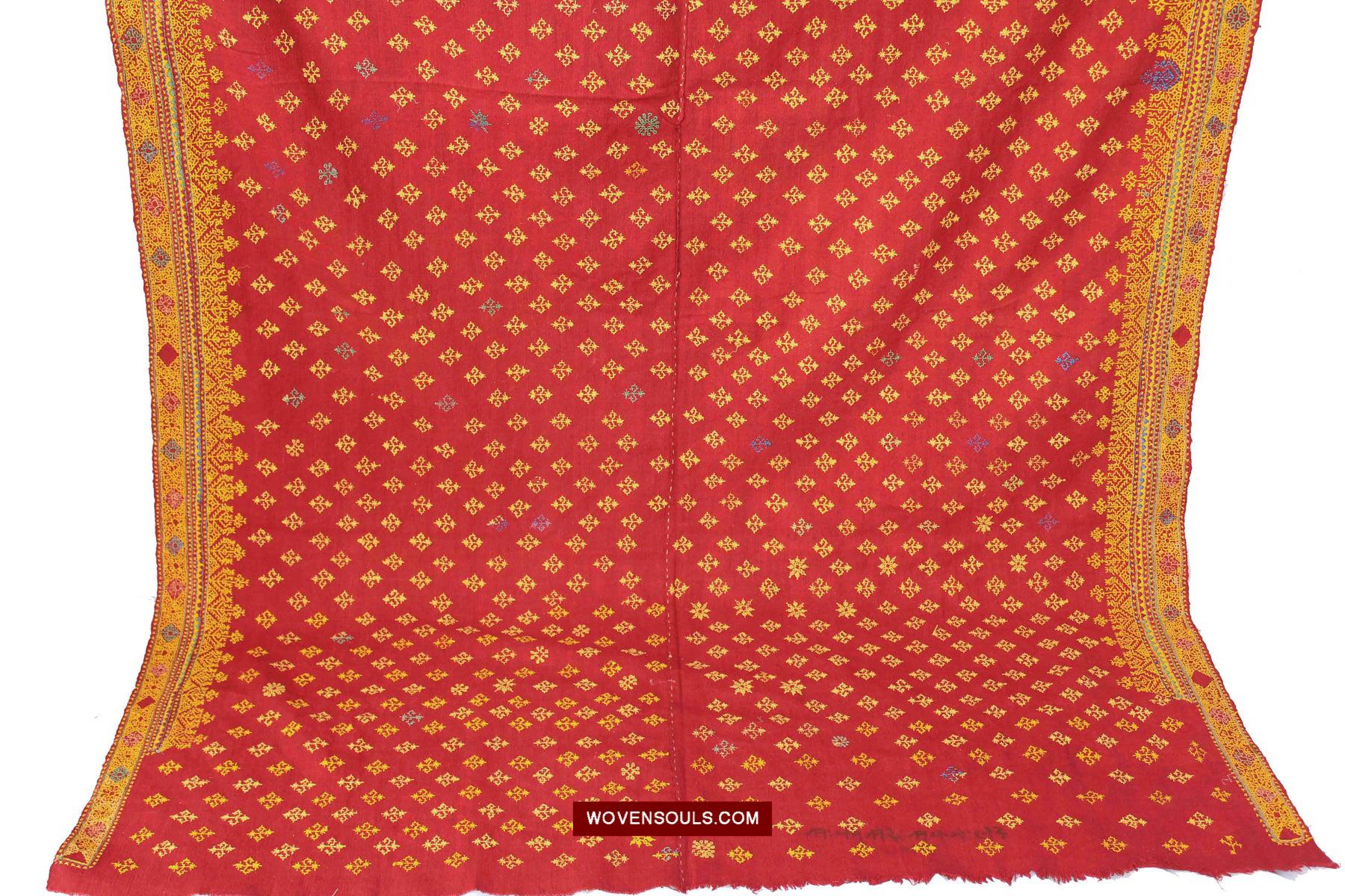 1570 Antique Rajasthan Double Sided Embroidery Odhana - WOVENSOULS Antique Textiles & Art Gallery