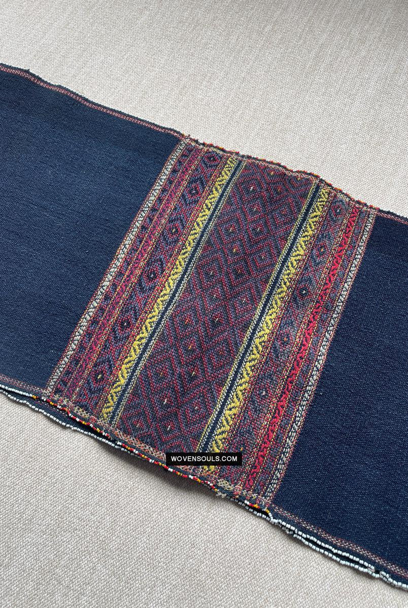 164-B Vintage Mru Tribal Handwoven Beaded Women's Loin Cloth - Myanmar Textile - Antique Decor Ethnic Art