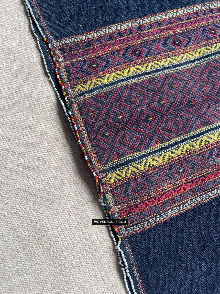 164-B Vintage Mru Tribal Handwoven Beaded Women's Loin Cloth - Myanmar Textile - Antique Decor Ethnic Art