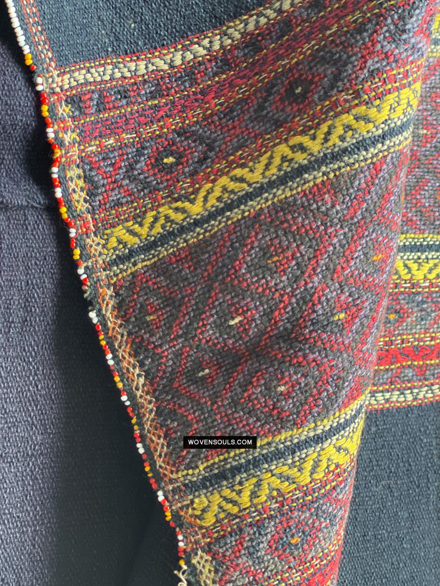 164-B Vintage Mru Tribal Handwoven Beaded Women's Loin Cloth - Myanmar Textile - Antique Decor Ethnic Art