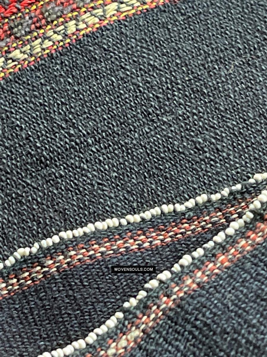 164-B Vintage Mru Tribal Handwoven Beaded Women's Loin Cloth - Myanmar Textile - Antique Decor Ethnic Art