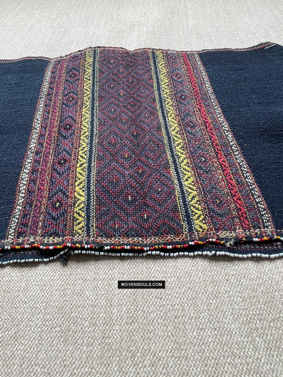 164-B Vintage Mru Tribal Handwoven Beaded Women's Loin Cloth - Myanmar Textile - Antique Decor Ethnic Art