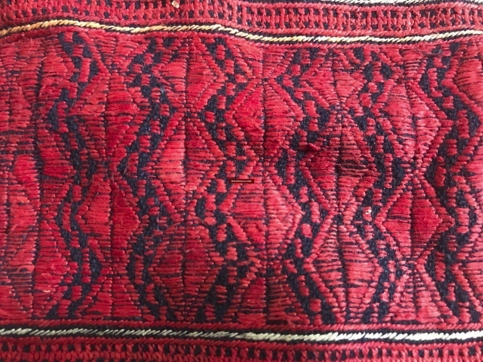 169 Antique Yao Head Cloth with Silk Floss Embroidery on Handspun cotton-WOVENSOULS-Antique-Vintage-Textiles-Art-Decor