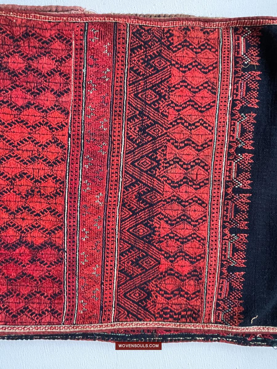 169 Antique Yao Head Cloth with Silk Floss Embroidery on Handspun cotton-WOVENSOULS Antique Textiles & Art Gallery