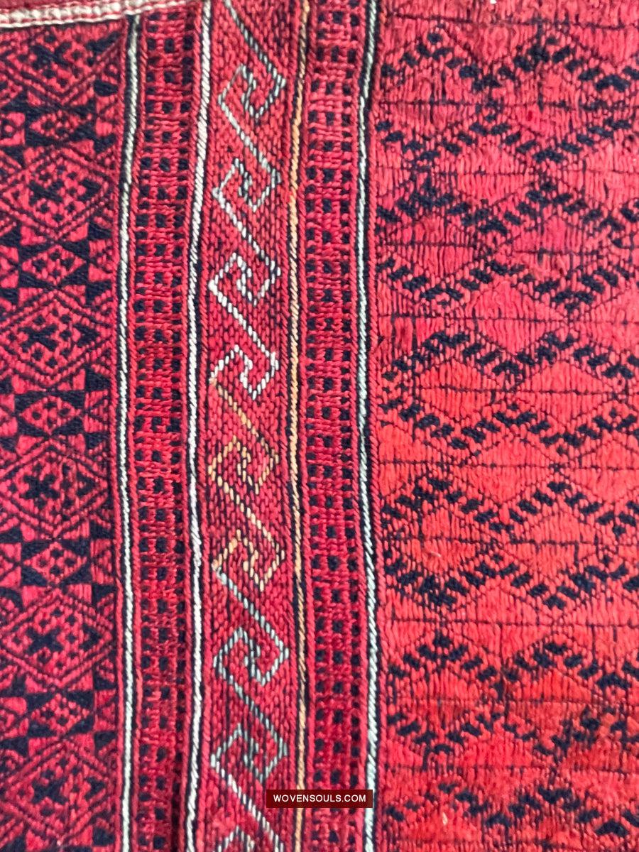 169 Antique Yao Head Cloth with Silk Floss Embroidery on Handspun cotton-WOVENSOULS Antique Textiles & Art Gallery