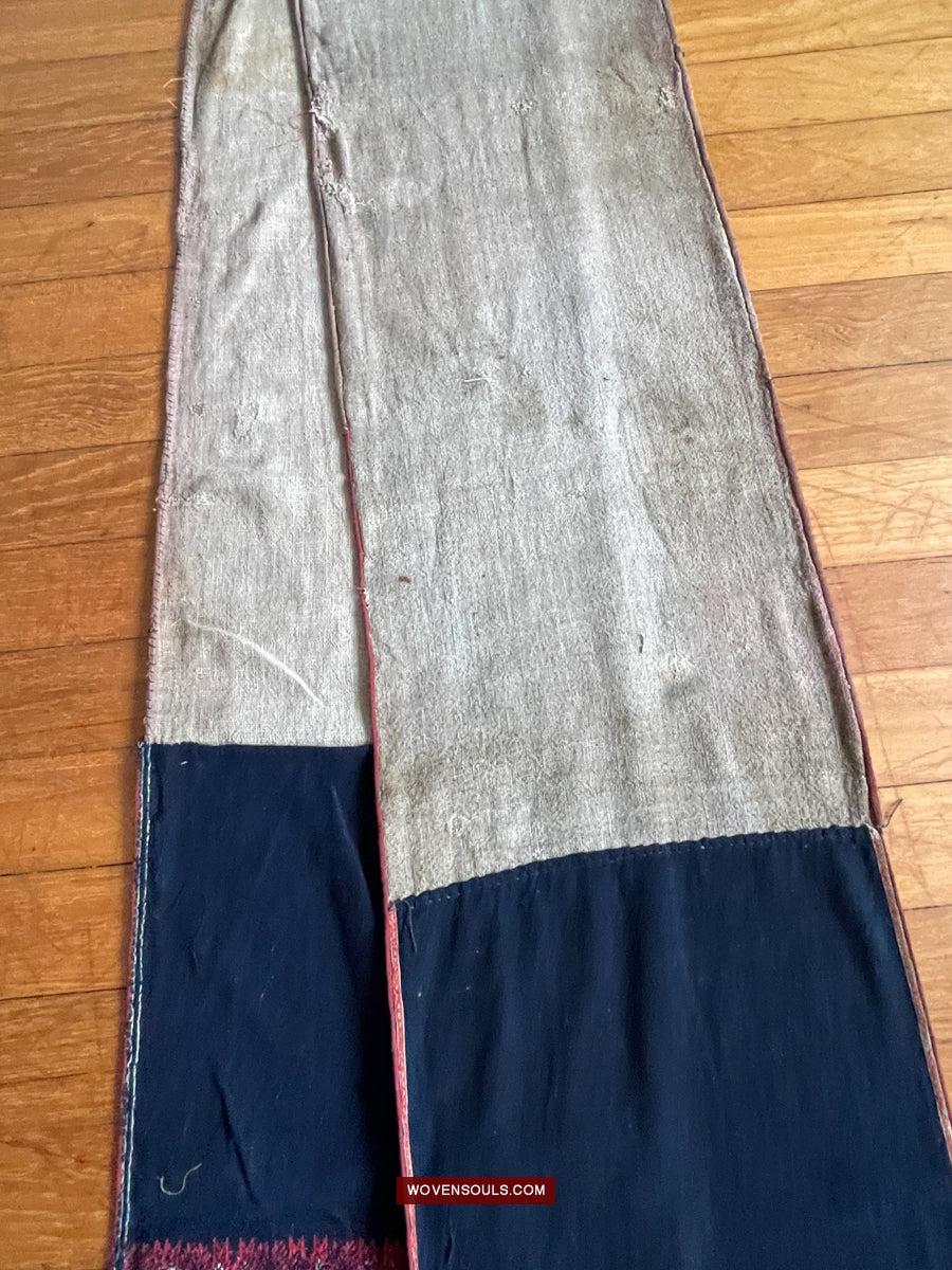 169 Antique Yao Head Cloth with Silk Floss Embroidery on Handspun cotton-WOVENSOULS Antique Textiles & Art Gallery