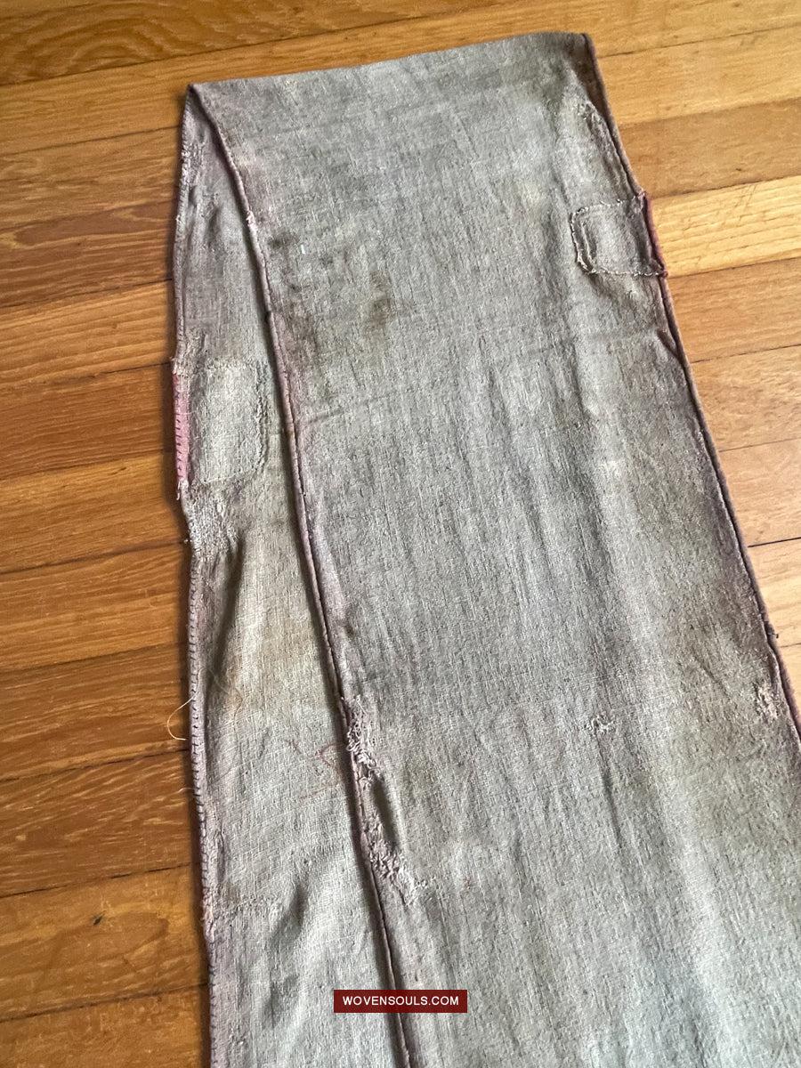 169 Antique Yao Head Cloth with Silk Floss Embroidery on Handspun cotton-WOVENSOULS Antique Textiles & Art Gallery