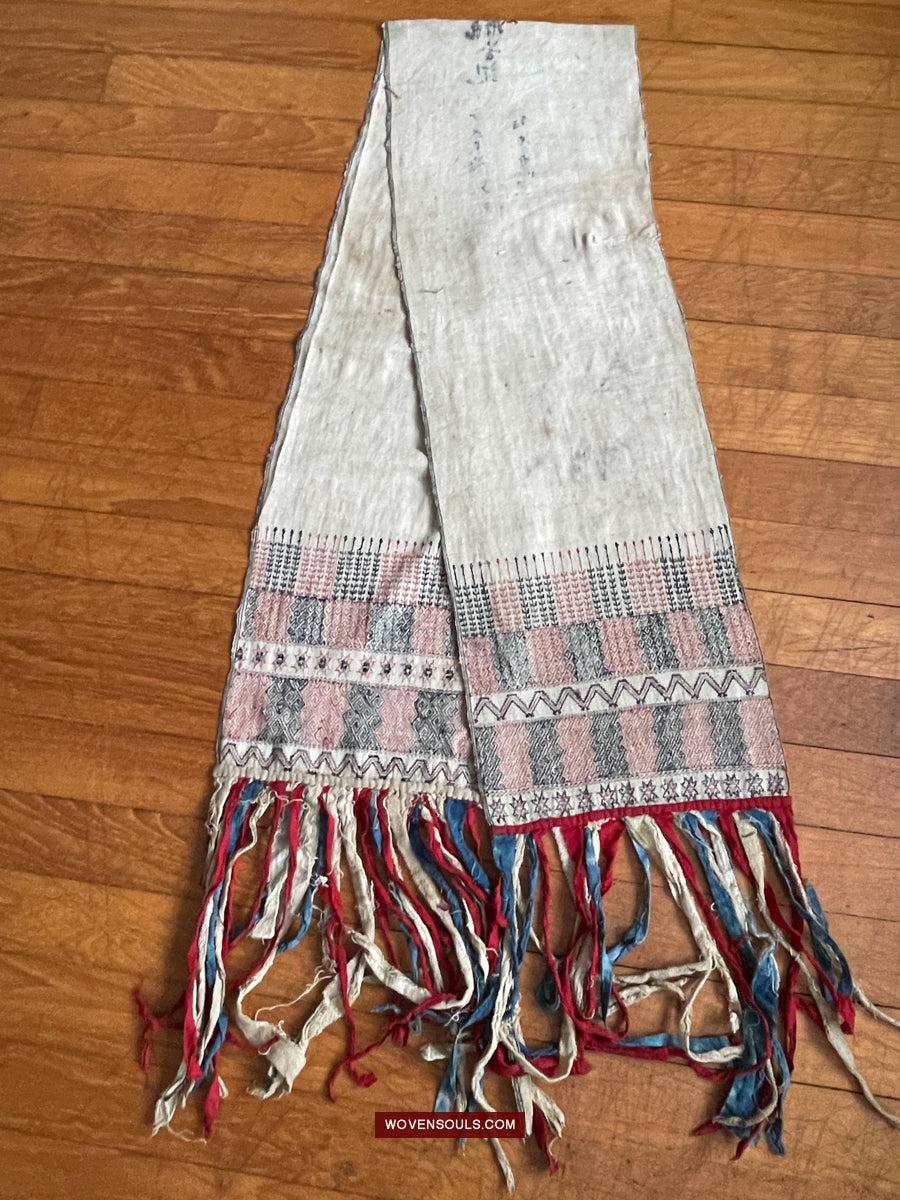 171 Antique Hilltribe Shaman Shoulder Cloth - Textile Art-WOVENSOULS Antique Textiles & Art Gallery