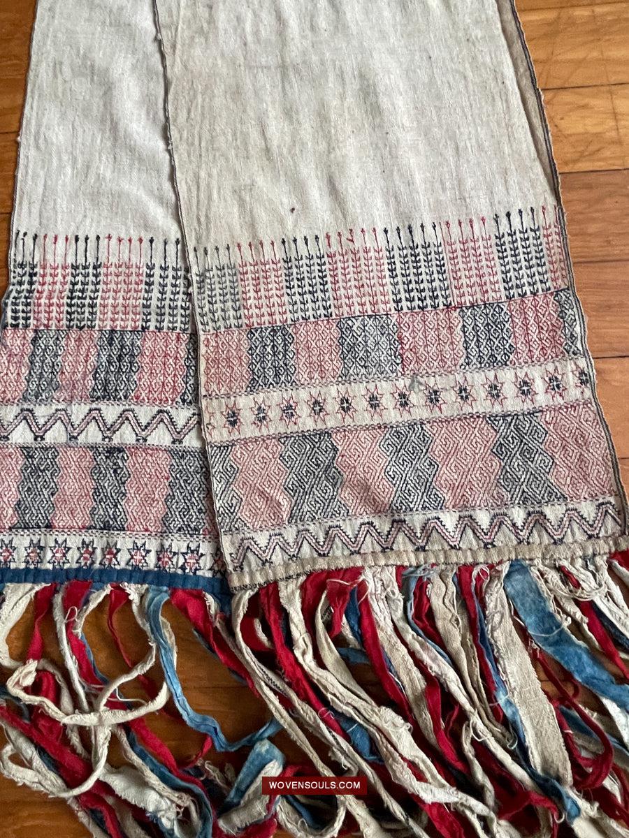 171 Antique Hilltribe Shaman Shoulder Cloth - Textile Art-WOVENSOULS Antique Textiles & Art Gallery