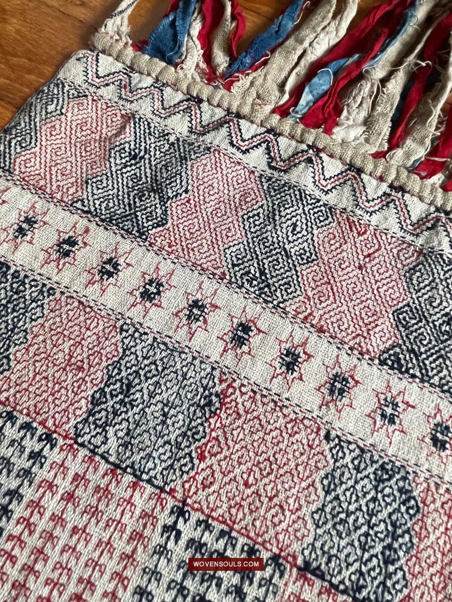 171 Antique Hilltribe Shaman Shoulder Cloth - Textile Art-WOVENSOULS Antique Textiles & Art Gallery