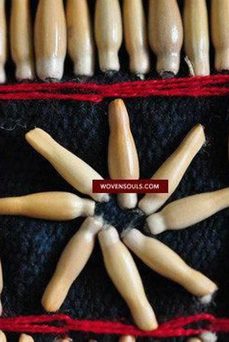 172 Rare Hilltribe Tunic with Jobs Tear Seed Embroidery-WOVENSOULS-Antique-Vintage-Textiles-Art-Decor