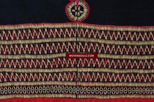 172 Rare Hilltribe Tunic with Jobs Tear Seed Embroidery-WOVENSOULS-Antique-Vintage-Textiles-Art-Decor