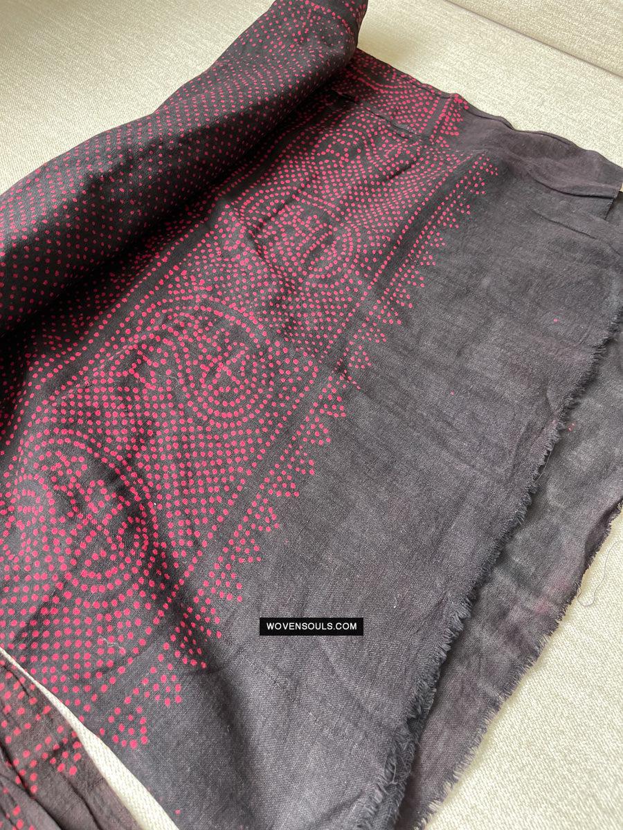 1721 PAIR Block Printed Cotton Scarf Textile with Bandhani motifs-WOVENSOULS Antique Textiles & Art Gallery