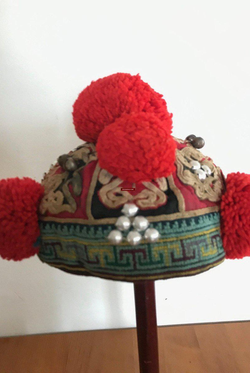 173 Vintage Hilltribe Cap with Embroidery for a child-WOVENSOULS-Antique-Vintage-Textiles-Art-Decor