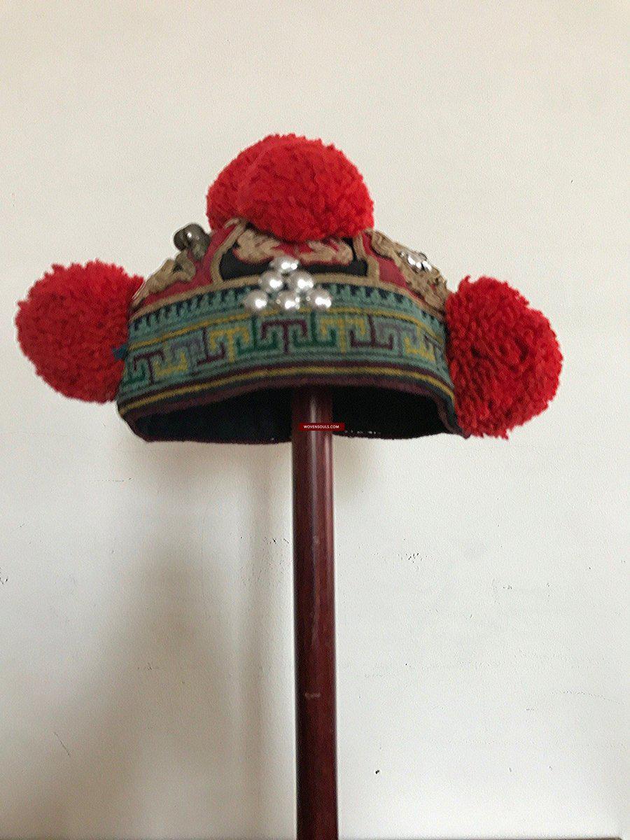 173 Vintage Hilltribe Cap with Embroidery for a child-WOVENSOULS-Antique-Vintage-Textiles-Art-Decor
