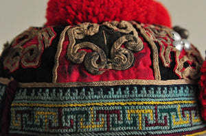 173 Vintage Hilltribe Cap with Embroidery for a child-WOVENSOULS-Antique-Vintage-Textiles-Art-Decor