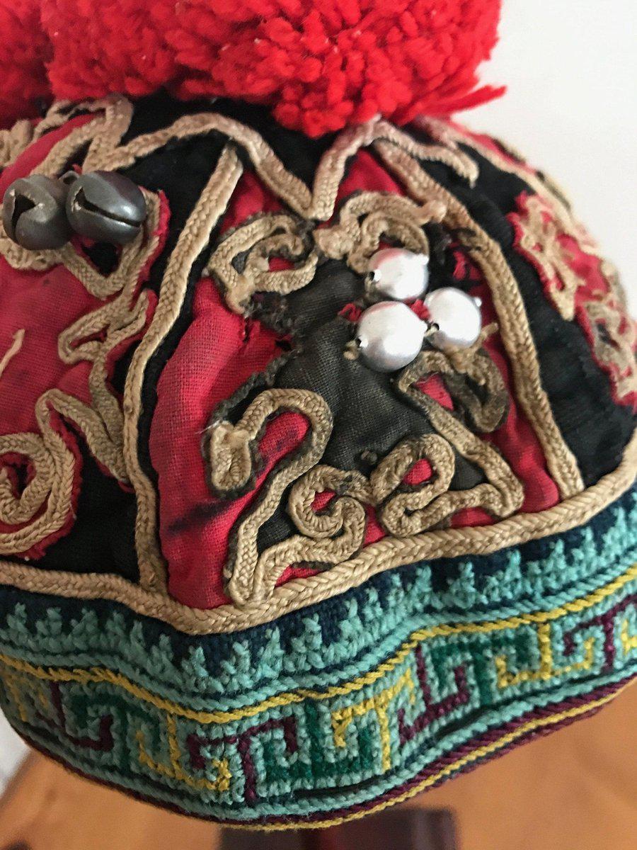 173 Vintage Hilltribe Cap with Embroidery for a child-WOVENSOULS-Antique-Vintage-Textiles-Art-Decor