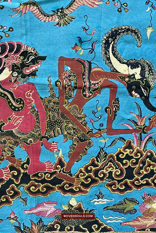 1749 Old Cirebon Wayang Batik Tulis Indonesische Kunst – Antikes Dekor Home Museum