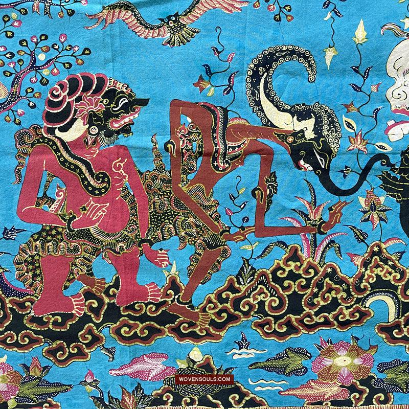 1749 Old Cirebon Wayang Batik Tulis Indonesian Art - Antique Decor Home Museum