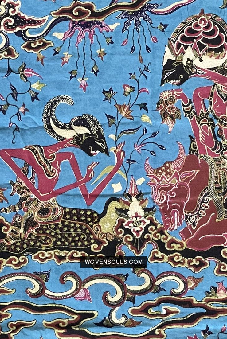 1749 Old Cirebon Wayang Batik Tulis Indonesische Kunst – Antikes Dekor Home Museum