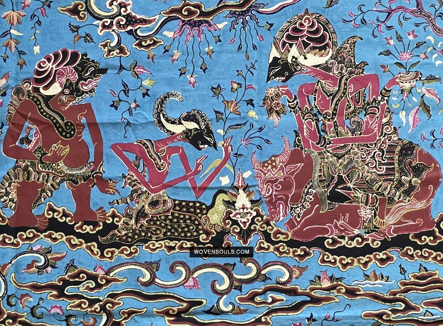 1749 Old Cirebon Wayang Batik Tulis Indonesian Art - Antique Decor Home Museum