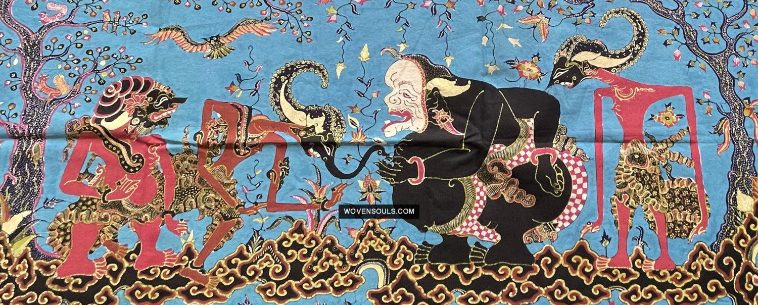 1749 Old Cirebon Wayang Batik Tulis Indonesian Art - Antique Decor Home Museum