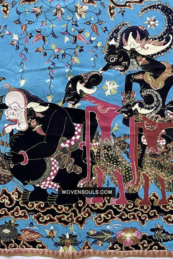 1749 Old Cirebon Wayang Batik Tulis Indonesische Kunst – Antikes Dekor Home Museum