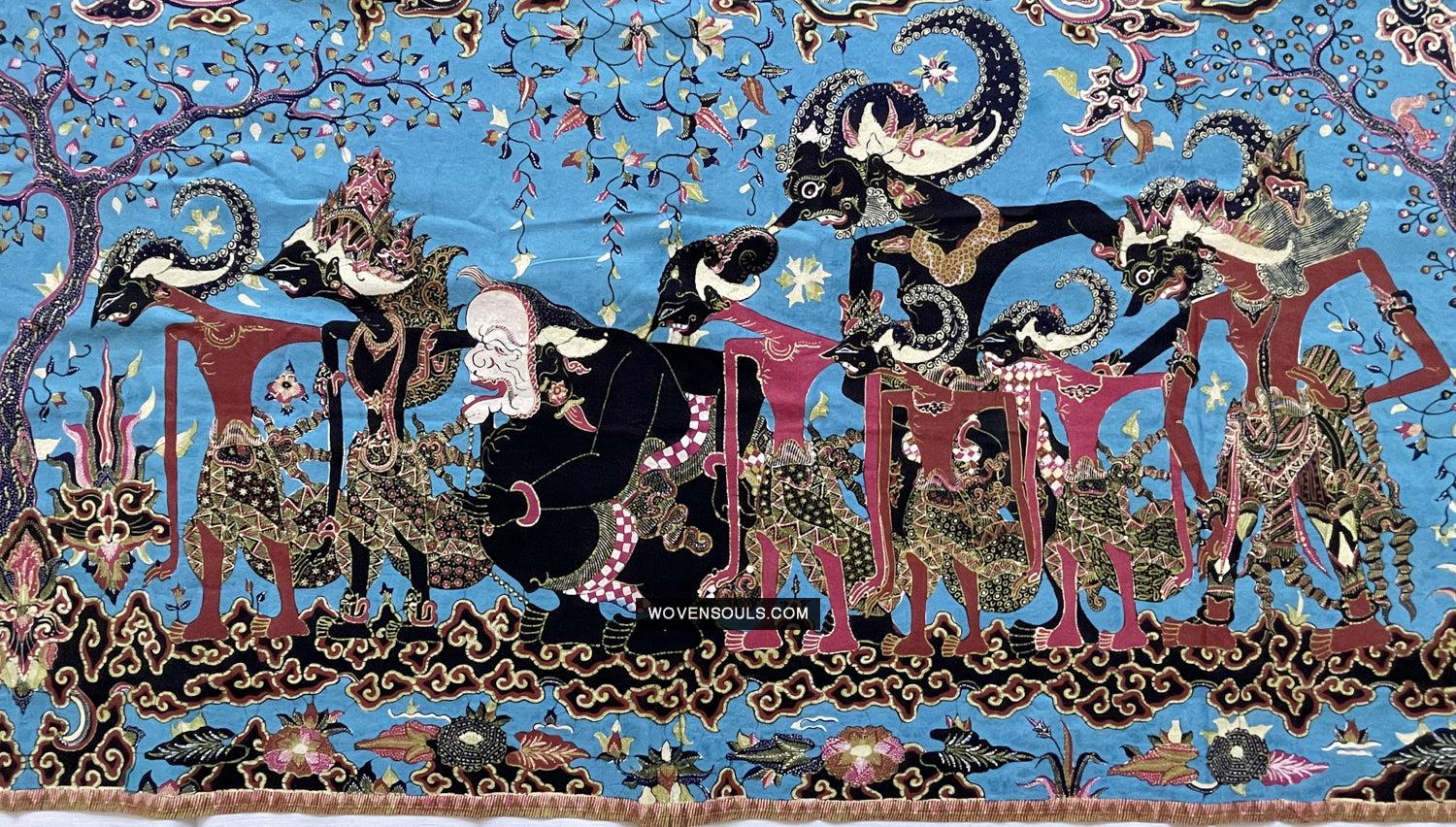 1749 Old Cirebon Wayang Batik Tulis Indonesian Art - Antique Decor Home Museum